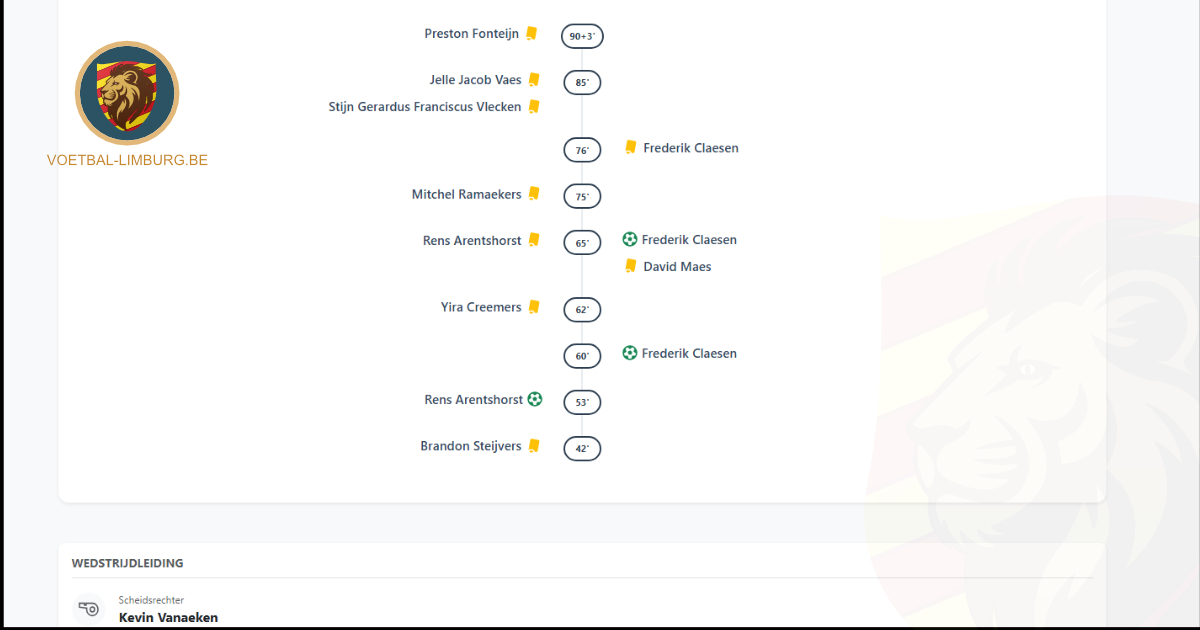 Nieuw op Voetbal-Limburg: minuut per minuut match gebeurtenissen